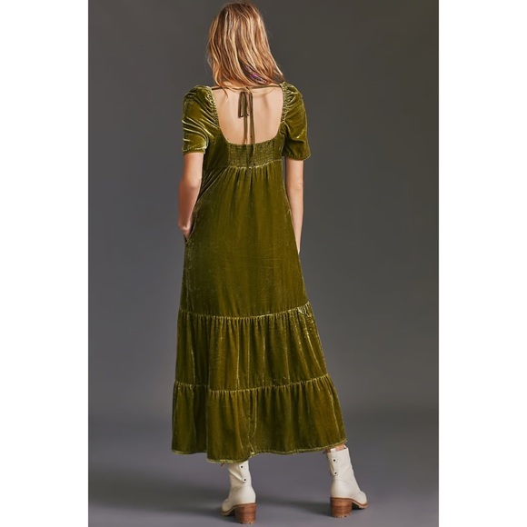 Anthropologie Velvet Empire Waist Midi Dress - Picture 3 of 8